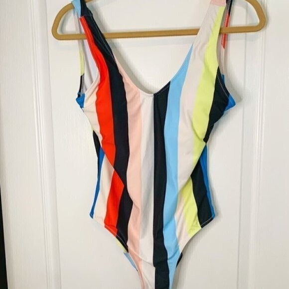 Cupshe NWT Cheeky Gal Stripe One Piece High Cut Summer Swim Suit - Picture 1 of 8
